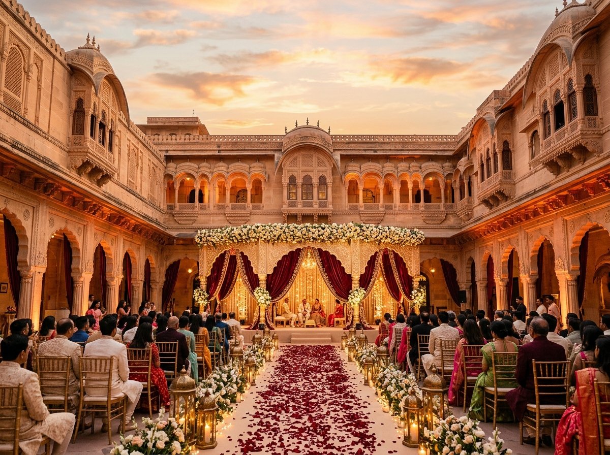 Planning a Royal Palace Destination Wedding in Rajasthan: Courtyards, Lighting & Weather Secrets